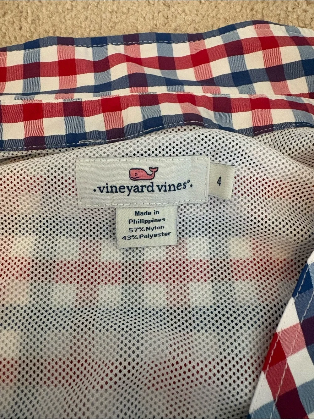 Vineyard Vines Red White and Blue Gingham Swim Coverup
